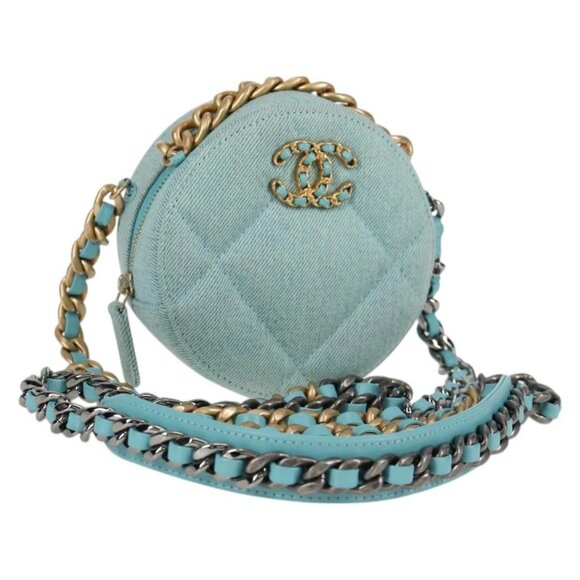 CHANEL Chain Shoulder Bag Denim Blue Gold CC Auth 118918M - Picture 1 of 16